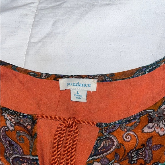 Sundance Bohemian Paisley long sleeve Dress with embroidered Accents size Large - Picture 3 of 7